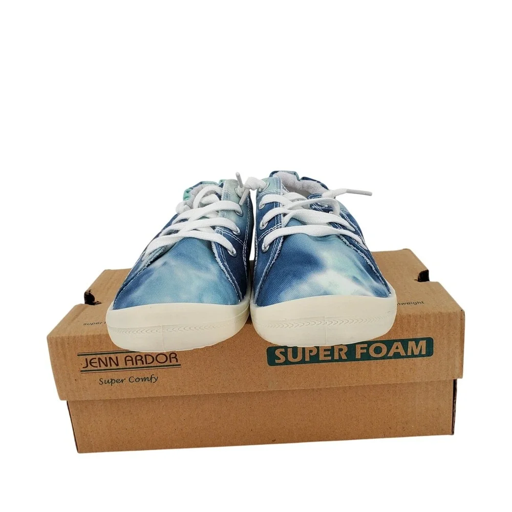 JENN ARDOR‎ Womens Size 8 Low Top Canvas Slip On Sneaker Blue Tie Die New in Box